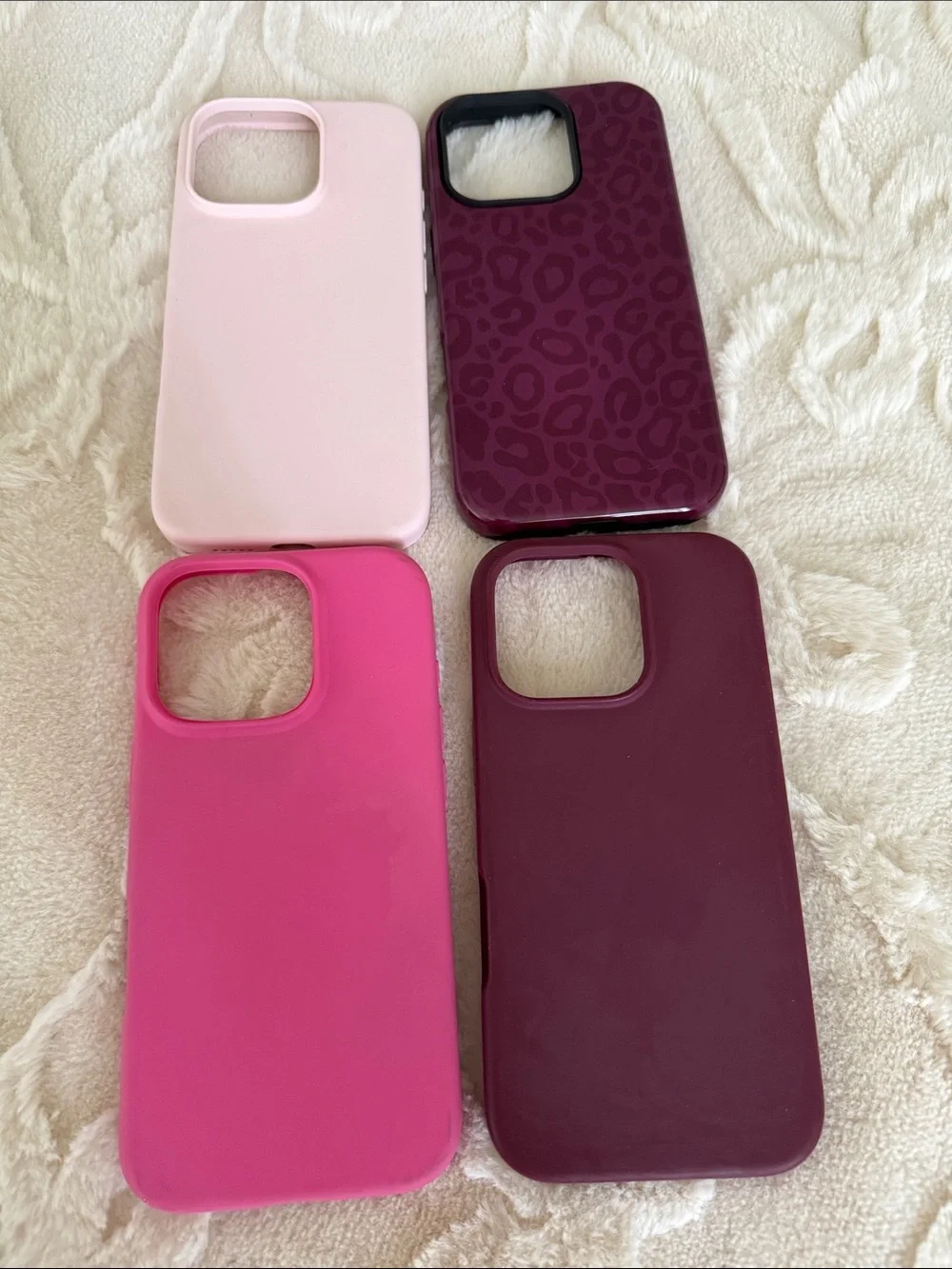 Pink and Maroon iPhone 16 pro case bundle